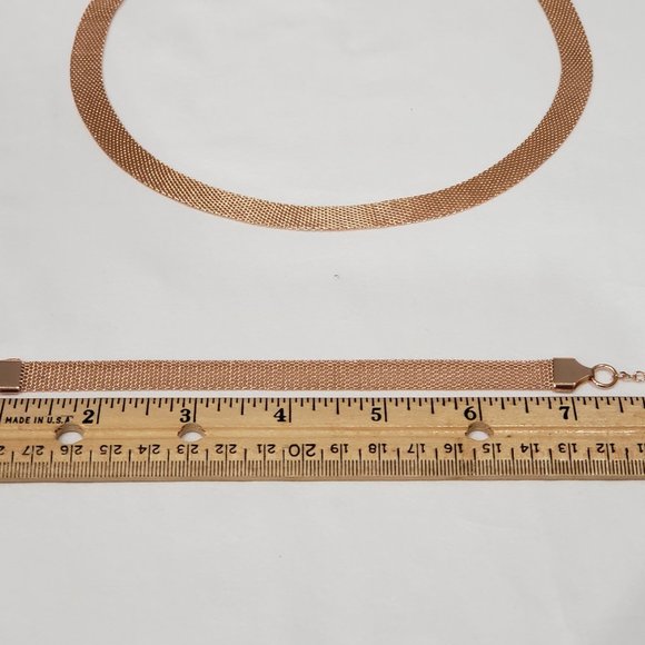 Mesh Bracelet(7.5") & Necklace(20") set in Rose Gold over 317L Stainless Steel - Picture 3 of 4